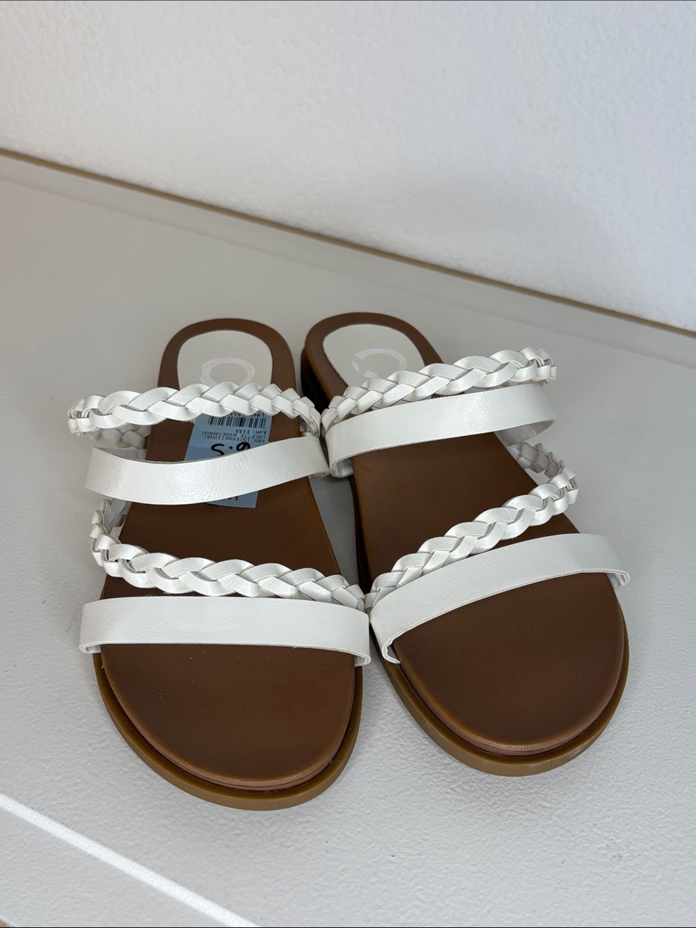Journee Collection Colette White Braided-Strap Slide Sandals 6.5W - Picture 5 of 11